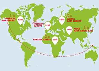 World map of Bel locations